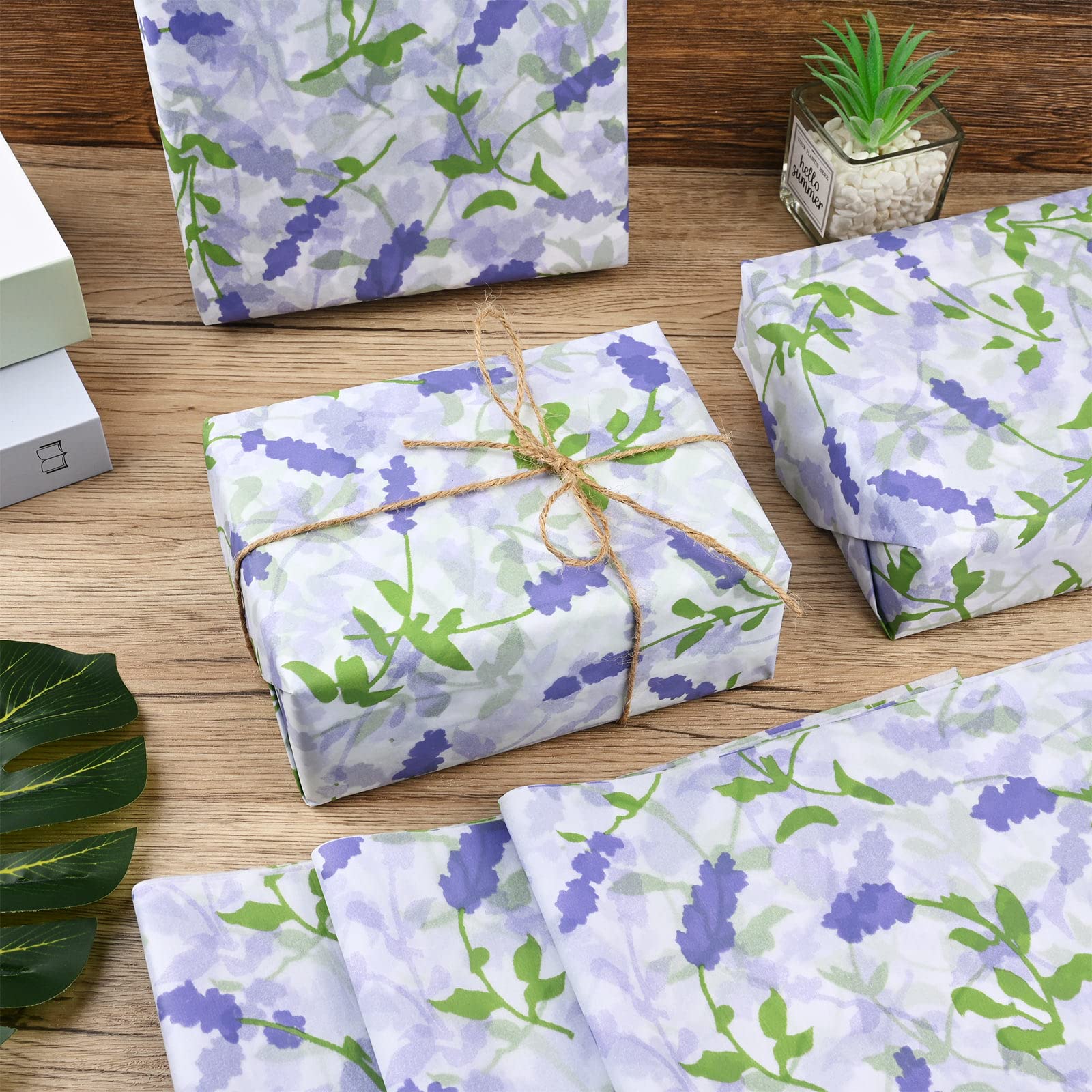 Bolsome 100 Sheets 20x14 Inches Lavender Floral Printed Tissue Paper - Premium Gift Wrapping Paper for Birthday, Wedding, Bridal Shower, DIY Crafts - Perfect for Gift Bags, Party Decorations, and Spring Themed Events
