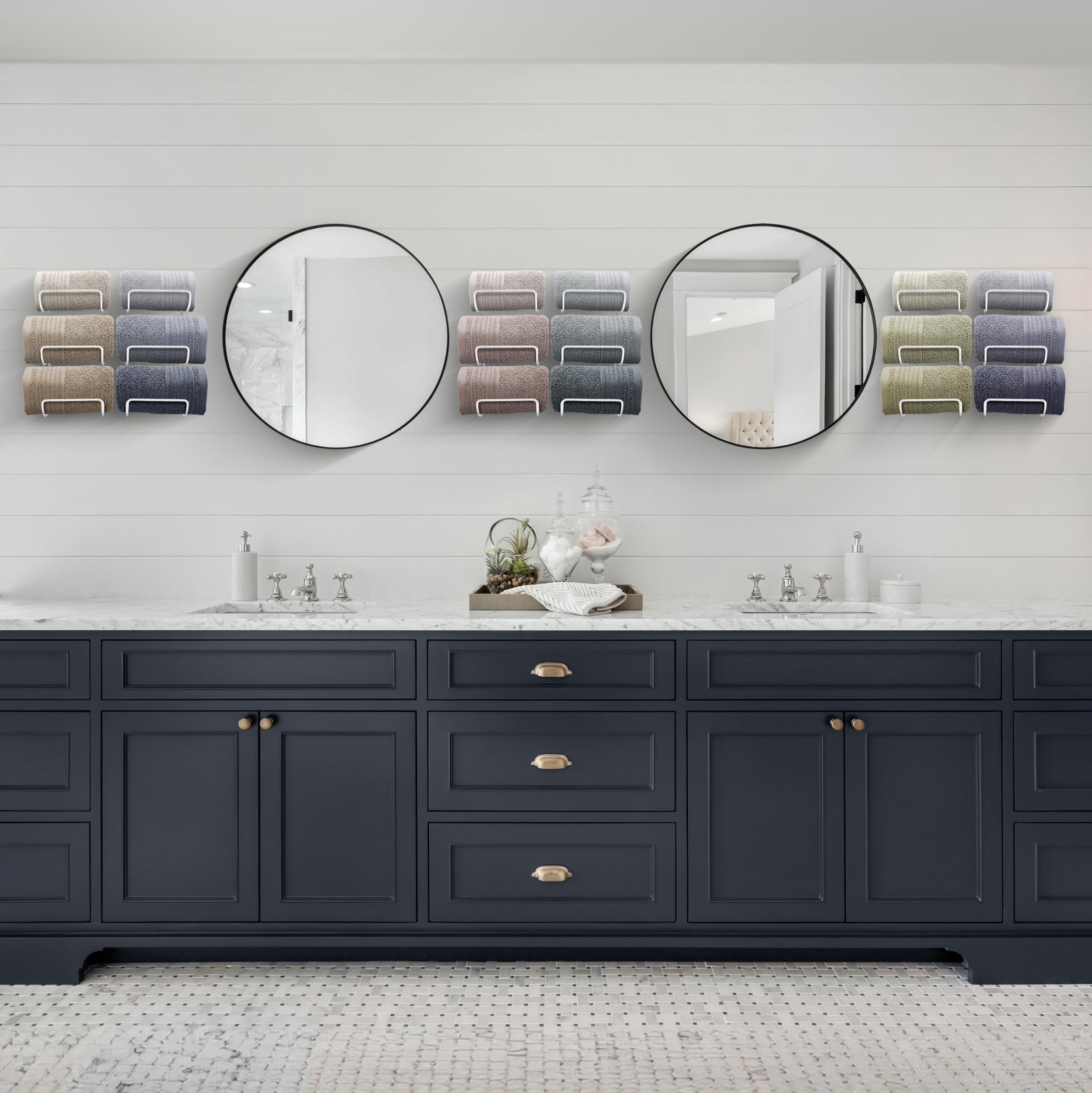 Sorbus 6-Tier Wall Mounted Towel Rack - Space Saving Bathroom Organizer for Rolled Towels, Washcloths & Linens - White Hanging Shelf for Bathroom, Spa, Salon - Perfect for Small Spaces & Luxury Bathroom Decor