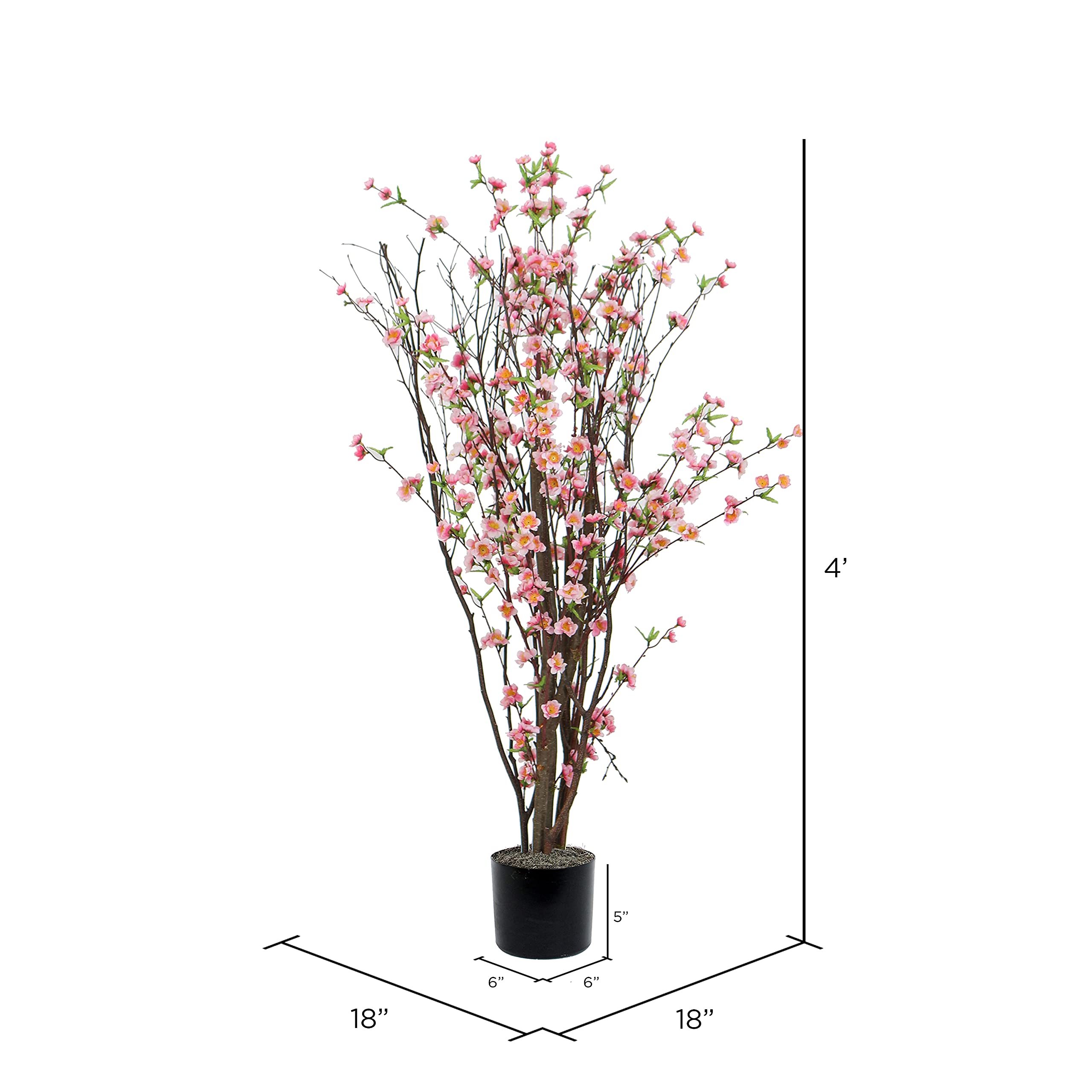Vickerman 4 Foot Artificial Pink Blossom Tree in Black Pot - Home Decor, Office Decor, Wedding Centerpiece, Spring Decoration