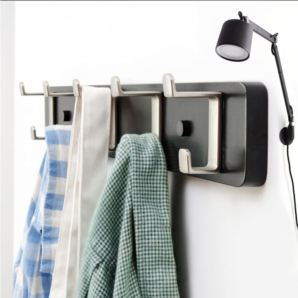 Black Bamboo Wall Mounted Coat Hook Rack - 4 Hooks for Hats, Coats & Clothes - Easy Assembly Entryway, Kitchen & Bedroom Organizer - Durable Home Storage Solution for Hanging Jackets, Bags & Accessories
