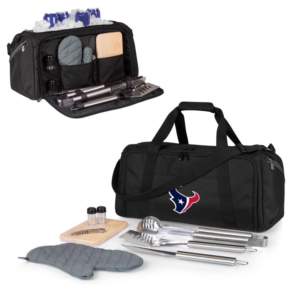 NFL BBQ Grill Kit & Insulated Cooler Tote Set - Complete Barbecue and Picnic Accessories for Tailgating, Camping & Outdoor Parties
