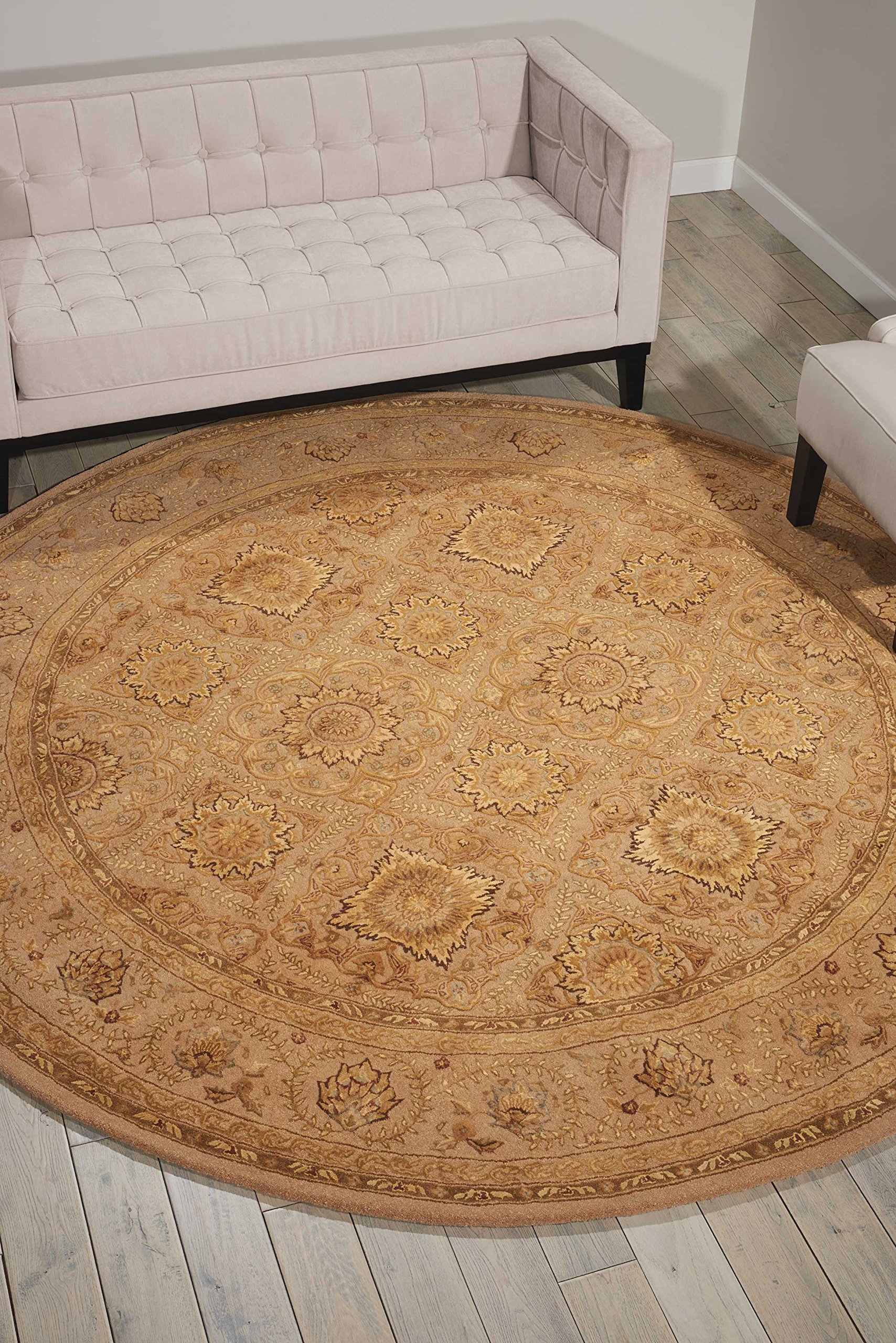 Nourison 3000 Beige Round Area Rug 6' x 6' - Soft Modern Home Decor for Living Room, Bedroom, or Office