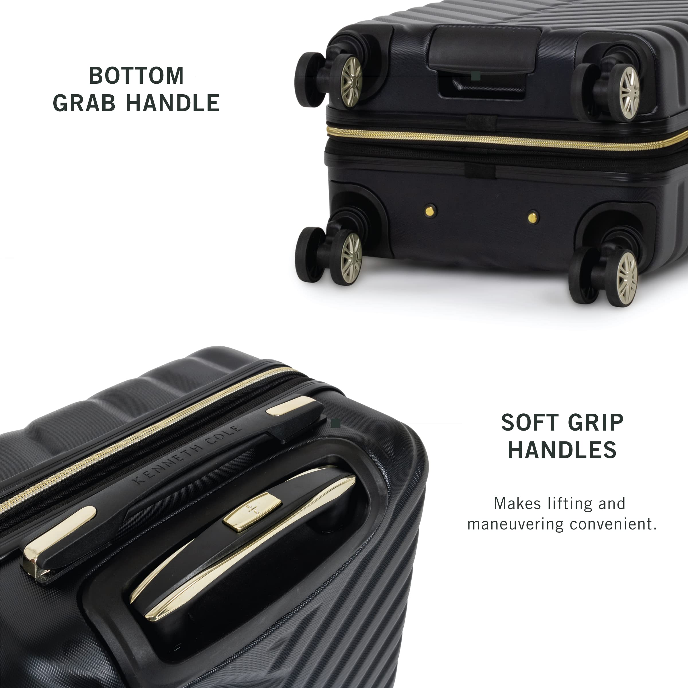 Kenneth Cole REACTION Madison Square Lightweight Hardside Expandable Spinner Carry-On Luggage 20-Inch - Black | Perfect for Business Travel & Weekend Getaways