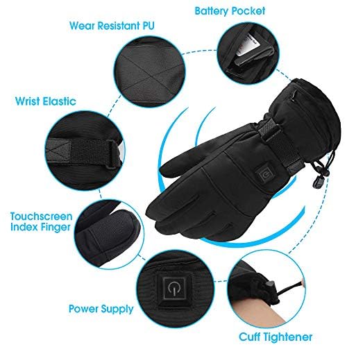 Rechargeable Battery Heated Gloves for Men & Women - Winter Electric Hand Warmers, Waterproof & Touchscreen Compatible - Perfect for Arthritis Relief, Skiing, Hunting, Fishing & Motorcycling - Stay Warm in Cold Weather Activities