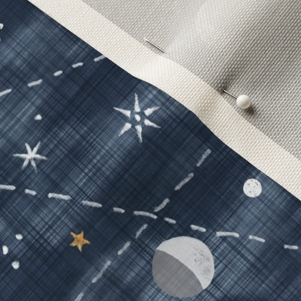 Stargazer Astronomy Constellation Planets Moon Stars Clouds Shibori Printed Velvet Upholstery Fabric - Fat Quarter for Home Decor, Apparel & DIY Projects | Perfect for Curtains, Pillows, Quilting & Fashion Design
