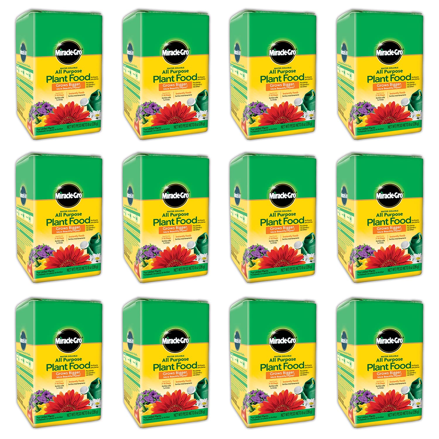 Miracle-Gro Water Soluble All Purpose Plant Food 8oz (12-Pack) - Fast Acting Fertilizer for Indoor & Outdoor Plants, Flowers, Vegetables - Perfect for Gardening, Lawn Care & Home Plant Maintenance