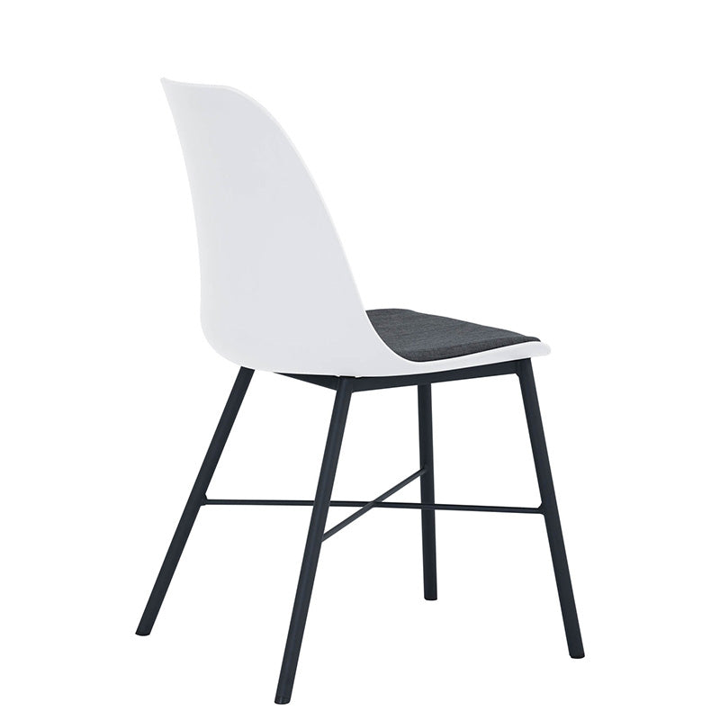 LAXMI Modern Dining Chair - White & Black Upholstered Seat - Comfortable Kitchen & Dining Room Furniture for Home & Restaurant Use