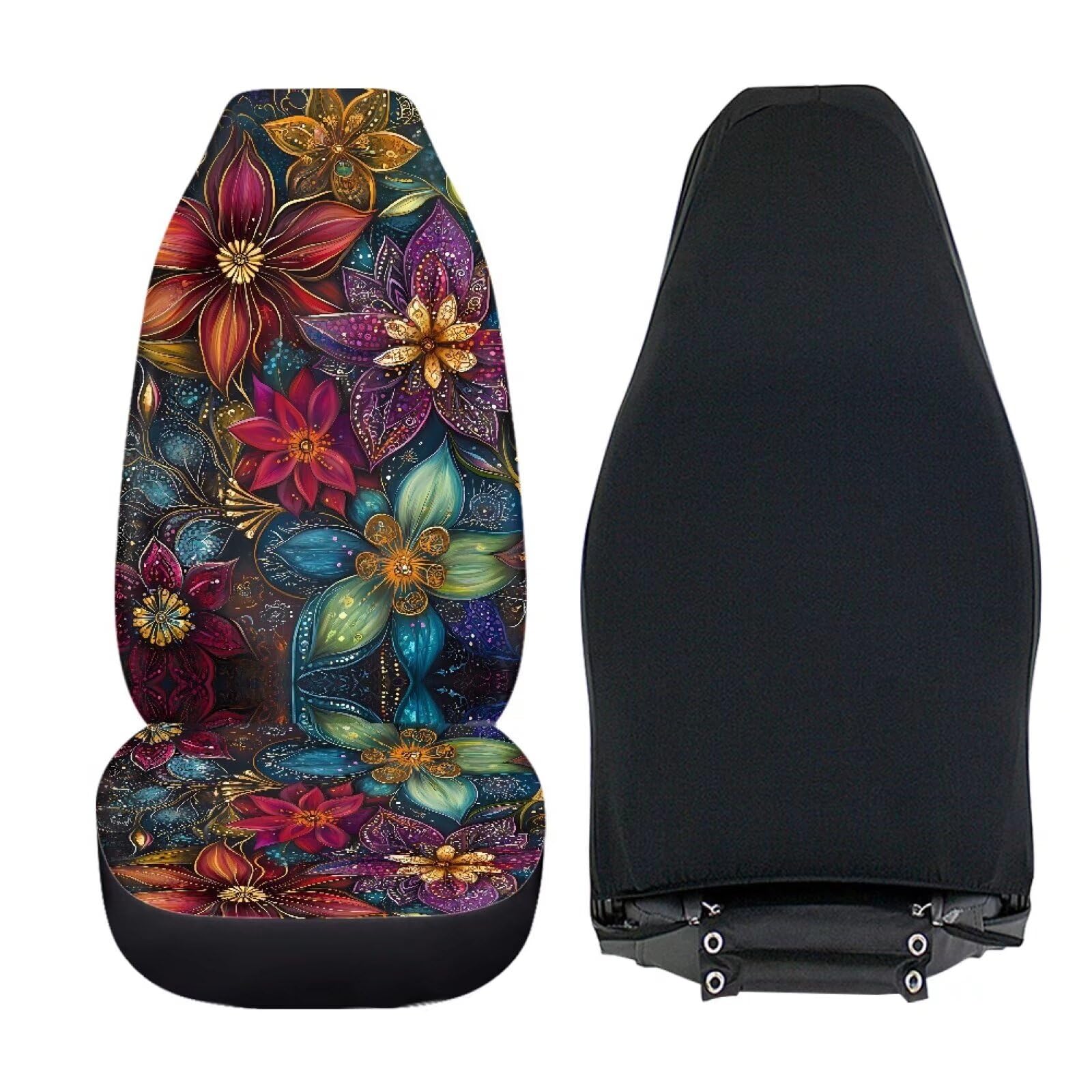 Aesthetic Dahlia Car Seat Covers - 2pcs Front Seat Protectors for Cars