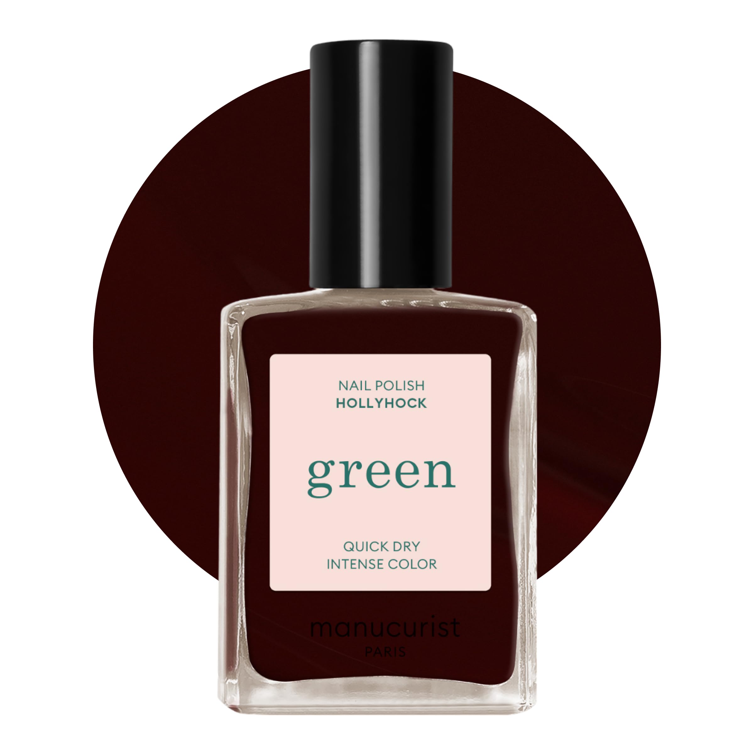 Manucurist Green Nail Polish - Hollyhock 9-Free Vegan Plant-Based Natural Nail Polish (0.5 fl oz) for Manicure & Nail Care | Classic Botanical Shade for Everyday Wear & Professional Salon Looks