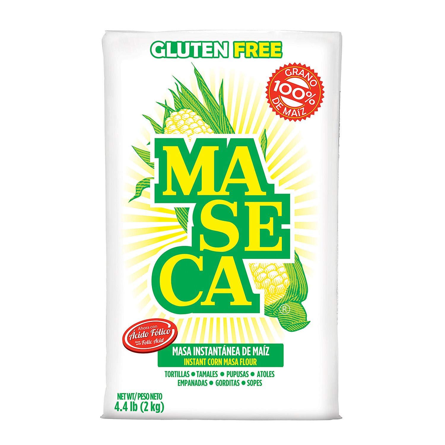 Premium White Maseca Corn Flour - Gluten Free, 2 Kg (4.4 lb) - Authentic Mexican Cooking Flour for Tortillas, Tamales & More (New Version) - Perfect for Home Chefs & Mexican Cuisine Lovers