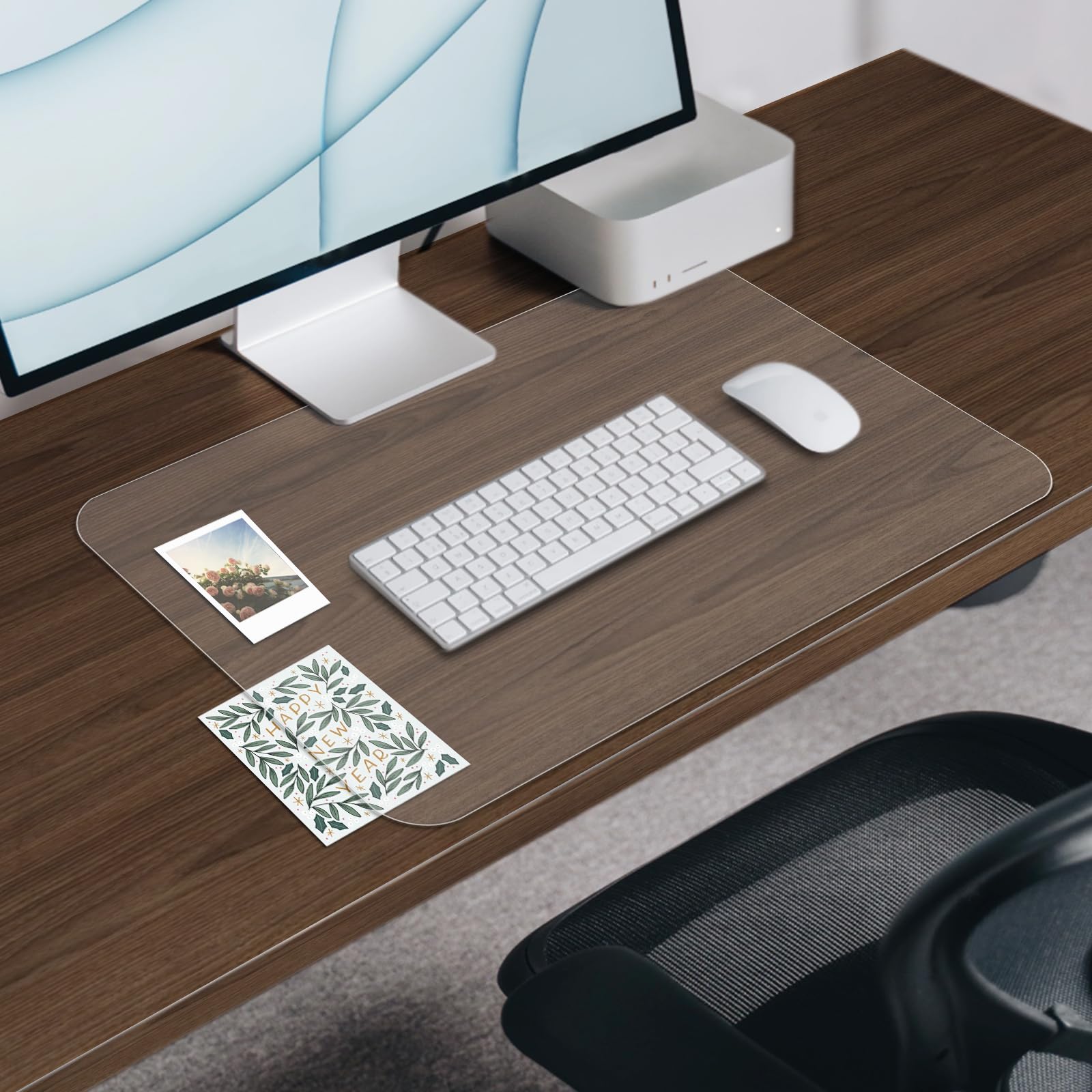 Frosted Clear Desk Mat 24x17 Inches - Non-Slip Office Desk Pad Protector for Home & Work - Waterproof & Heat-Resistant Table Mat for Writing, Keyboard, and Mouse Protection