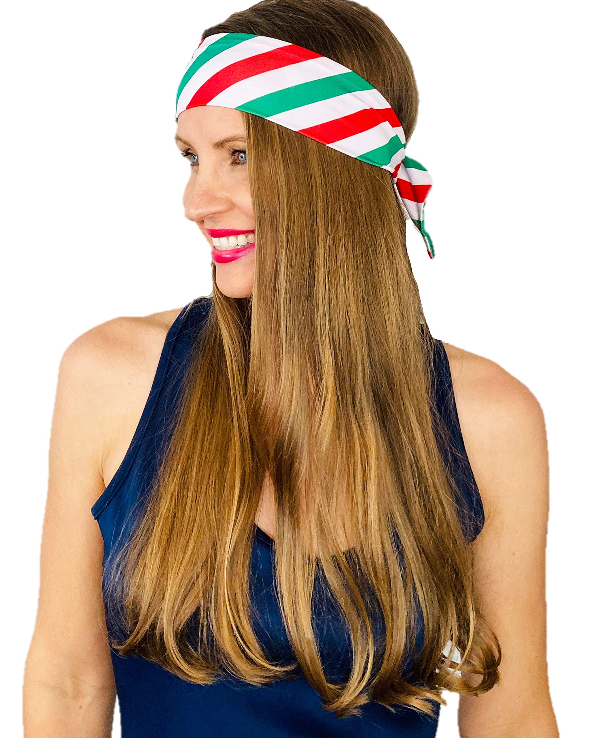 Festive Christmas Headbands for Women & Girls - Red and Green Striped Candy Cane Hair Accessories | Holiday Party, Xmas Photo Props, Family Gathering Costume Accessories