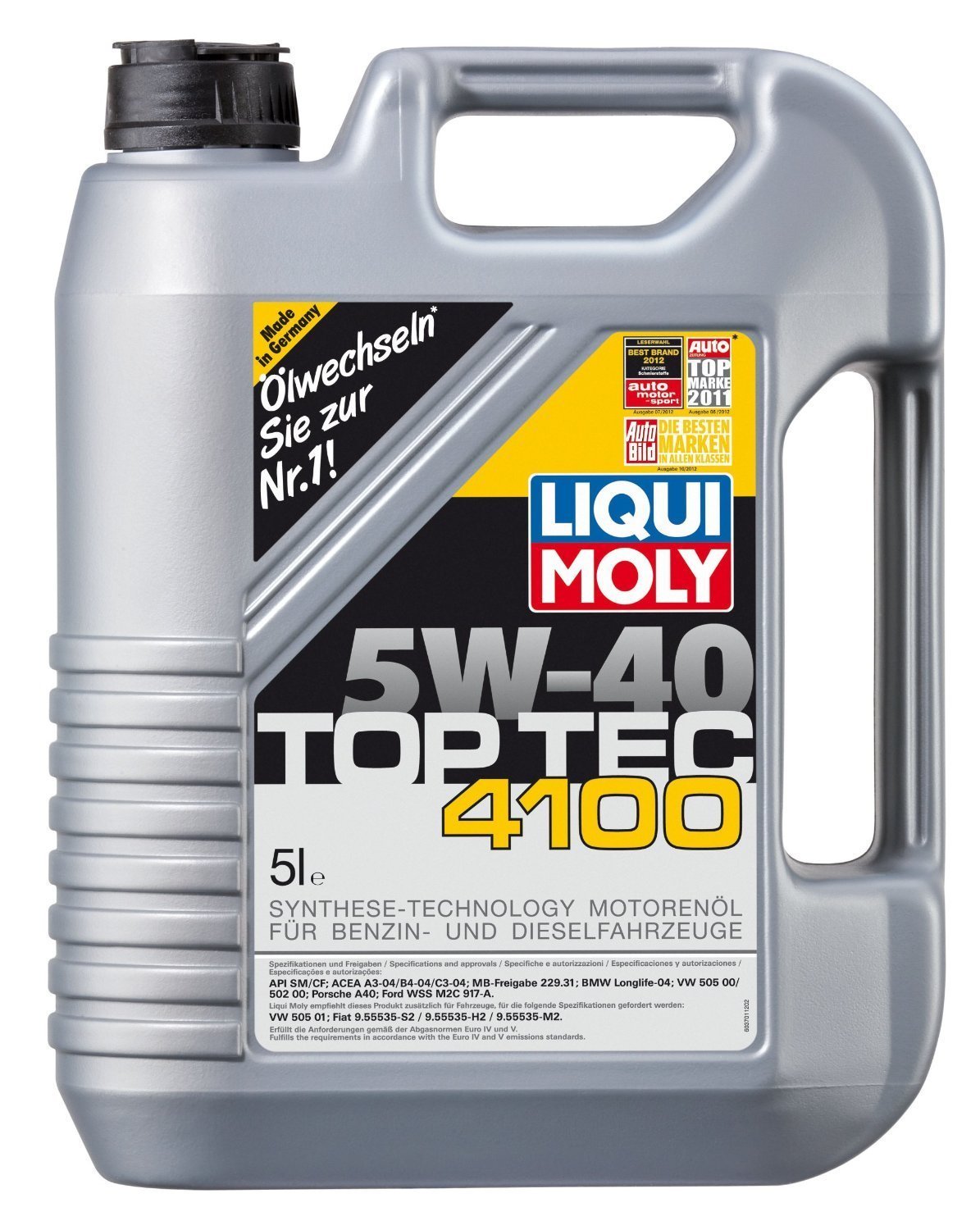 Liqui Moly 2330 5W-40 Top Tec 4100 Synthetic Motor Oil - 5 Liter (4 Pack) - Premium Engine Protection for High-Performance Cars, Trucks & SUVs - Ideal for Extreme Temperatures & Stop-and-Go Driving