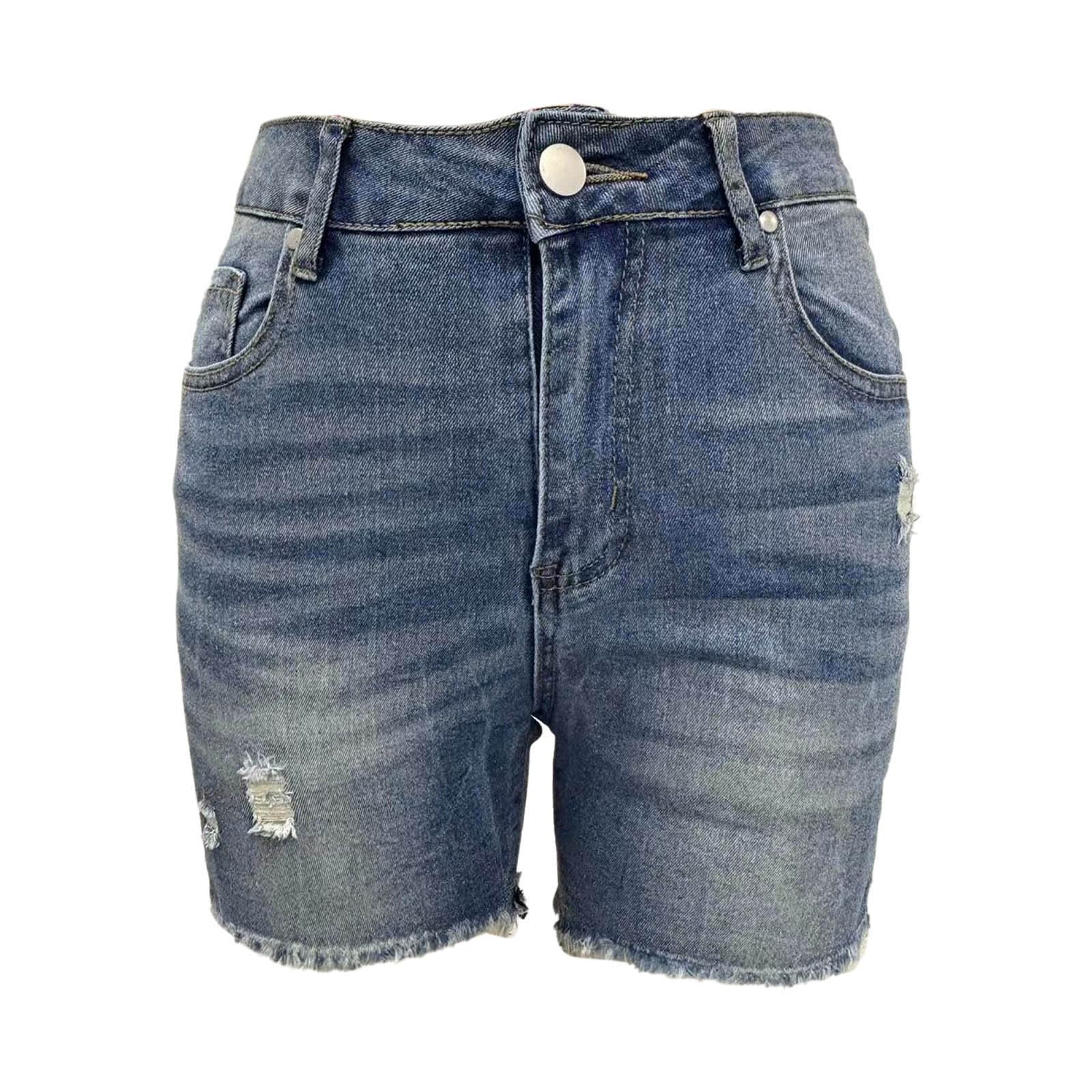 ORT Bermuda Jean Shorts for Women - High Waisted Stretchy Denim Shorts, Knee Length Cutoff Loose Fit Casual Shorts | Perfect for Summer Outfits, Beach Vacations & Everyday Wear