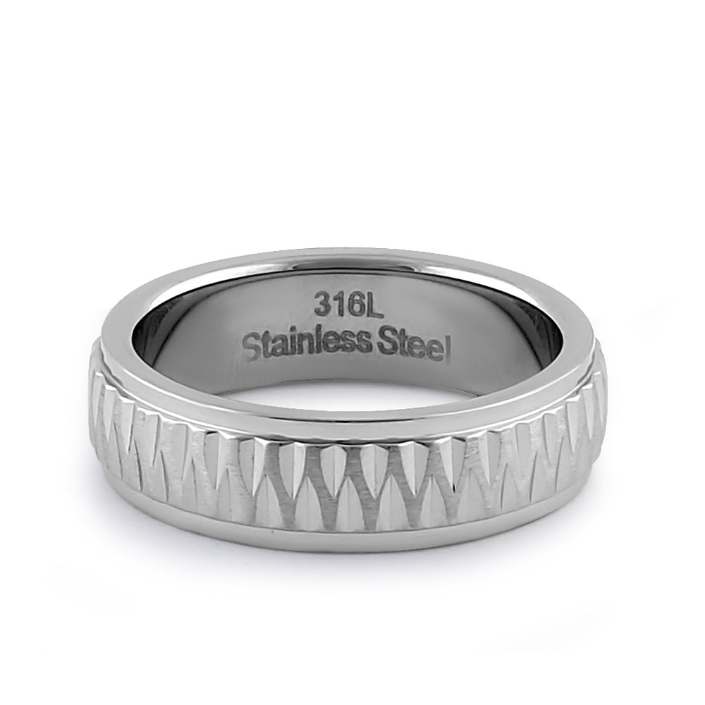 Premium Stainless Steel Men's Wedding Band Ring - Diamond Cut Design for Grooms & Anniversary Gifts - Perfect for Weddings, Engagements & Special Occasions