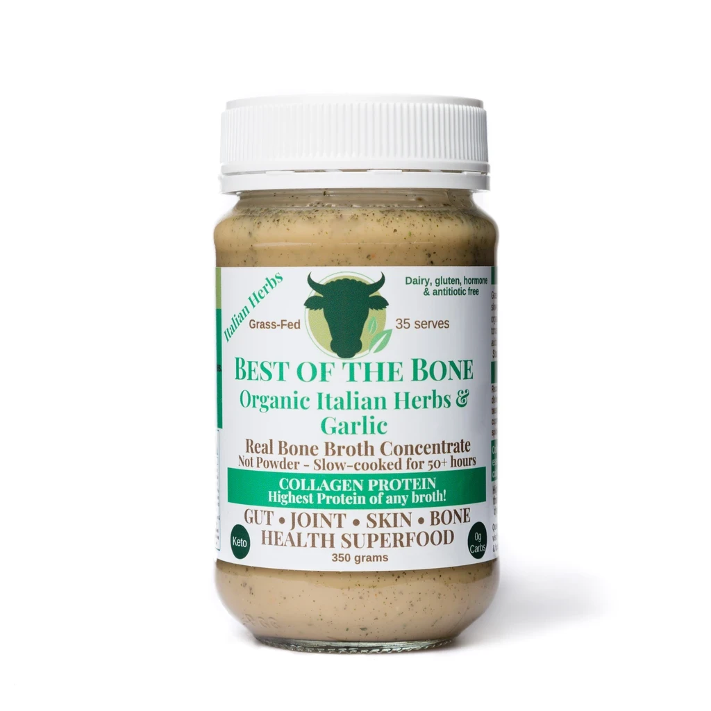 Best Bone Broth Concentrate with Italian Herbs & Garlic - Grass-Fed Collagen Protein for Gut Health & Immunity - Perfect for Keto, Paleo Diets & Homemade Soups
