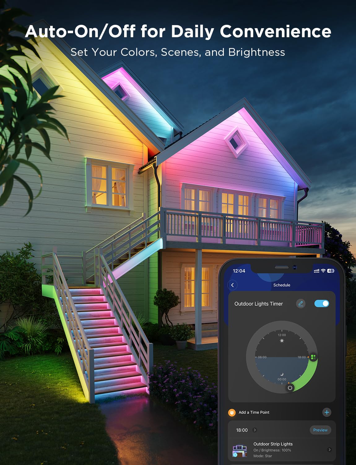Govee 98.4ft Smart Outdoor LED Strip Lights RGBIC - Alexa & Google Assistant Compatible, App Control, IP65 Waterproof - Perfect for Patio Lighting, Eave Decor, Backyard & Garden Party Lighting