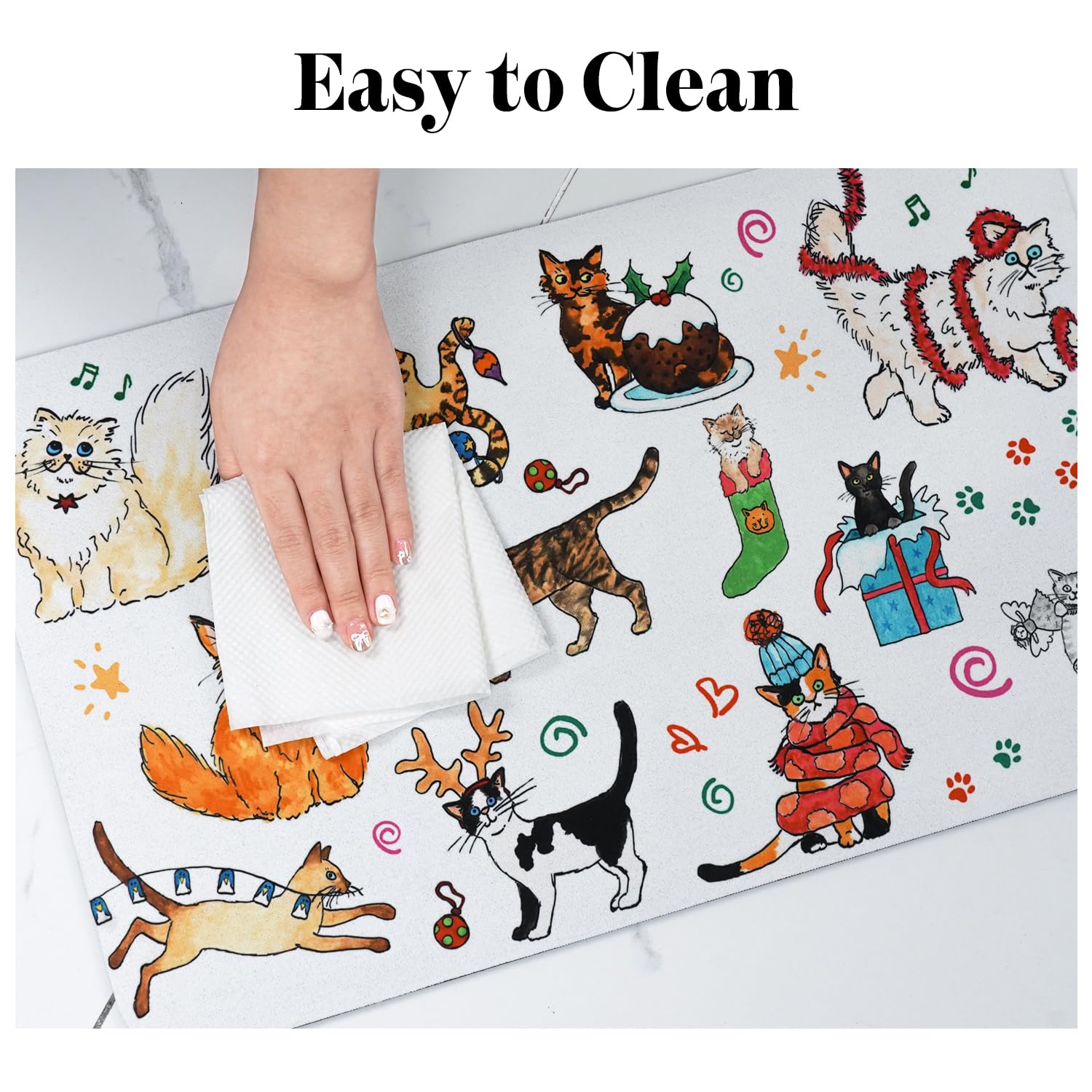 **Non-Slip Absorbent Pet Food Mat for Dogs & Cats - Quick Dry Waterproof Dog Bowl Mat for Food & Water - Perfect for Messy Eaters & Spill Protection in Kitchen or Feeding Area**