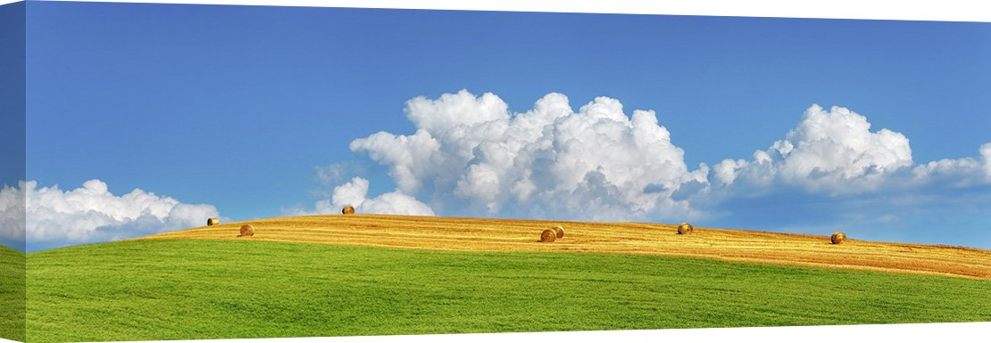Frank Krahmer Harvested Corn Field Tuscany Italy Canvas Art Print - 120x40 cm - Wall Decor for Living Room, Bedroom & Office