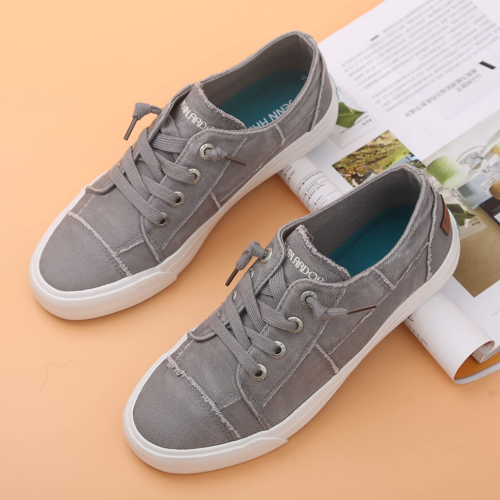 JENN ARDOR Women's Slip On Canvas Sneakers - Low Top Comfortable Walking Shoes for Women | Casual Fashion Flats for Everyday Wear, Travel & Errands