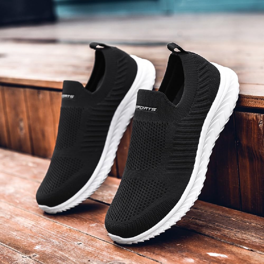 Women's Slip On Walking Shoes - Breathable Knit Tennis Sneakers for Women - Lightweight Casual Shoes for Walking, Travel & Everyday Wear - Perfect for Workouts, Errands & Comfortable Daily Use