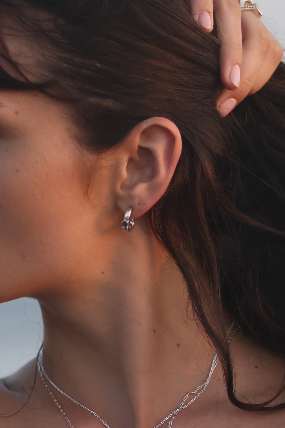 Elodie Moonstone Silver Hoop Earrings for Women - Dainty Sterling Silver Jewelry for Everyday Wear & Special Occasions