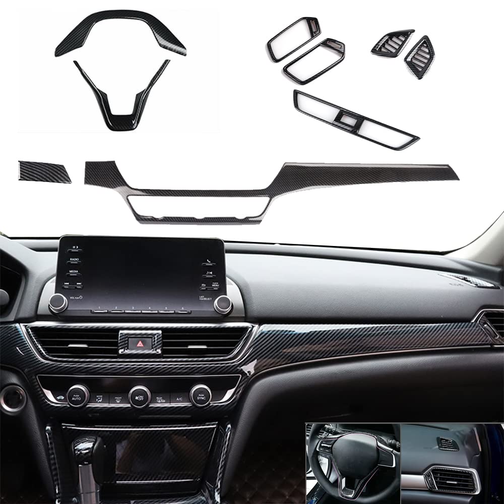 Premium ABS Car Interior Accessories Kit - 9Pcs Dashboard Trim, Center Console Molding & Air Vent Covers for 2018-2021 Honda Accord 10th Gen | Stylish Protection & Customization for Your Vehicle Interior