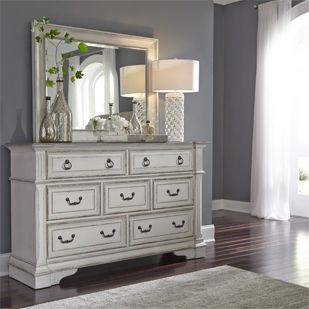 Liberty Furniture Abbey Park White Mirror - Elegant Full-Length Wall Mirror for Bedroom, Living Room & Entryway Decor