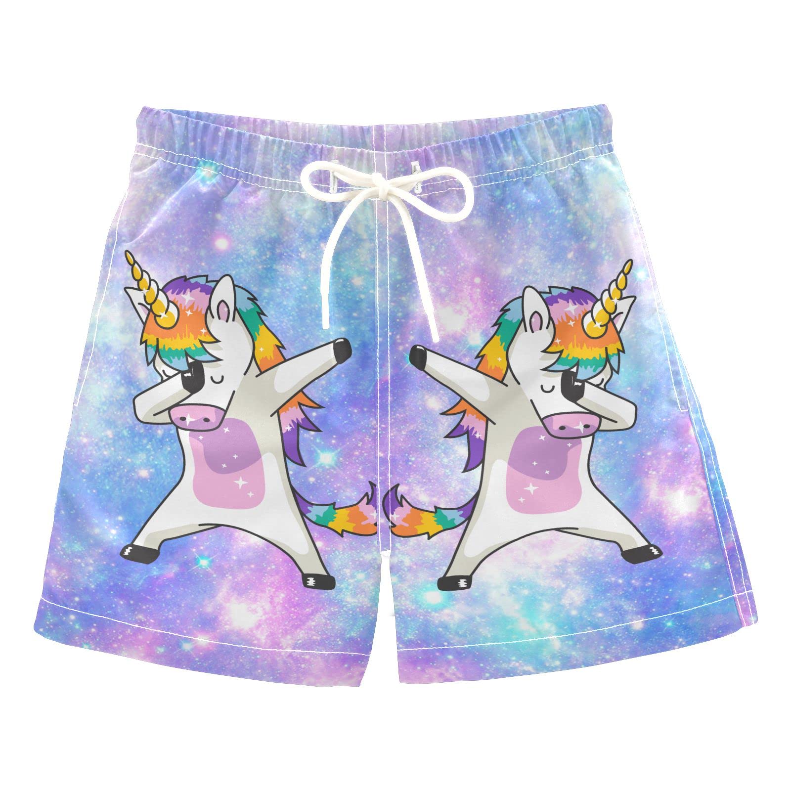 Magical Galaxy Unicorn Boys Swim Trunks - Starry Space Print Toddler Beach Board Shorts for Kids (2T) | Perfect for Pool, Beach & Summer Water Play