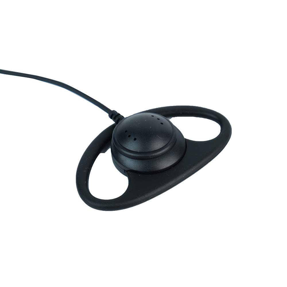 Klykon 2 Pin D-Shape Police Earpiece Headset with Microphone & PTT Button for Motorola CLS1110 CLS1410 CP200 Two-Way Radio Walkie Talkie - Ideal for Security, Law Enforcement & Event Communication