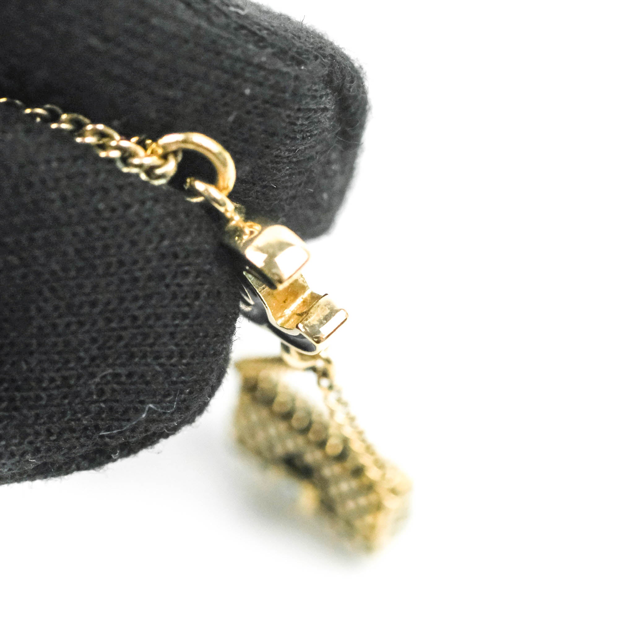 Chanel CC Black Enamel Flap Bag Charm Pendant Necklace in Gold Tone - Elegant Jewelry Gift for Women, Perfect for Parties, Date Nights & Special Occasions