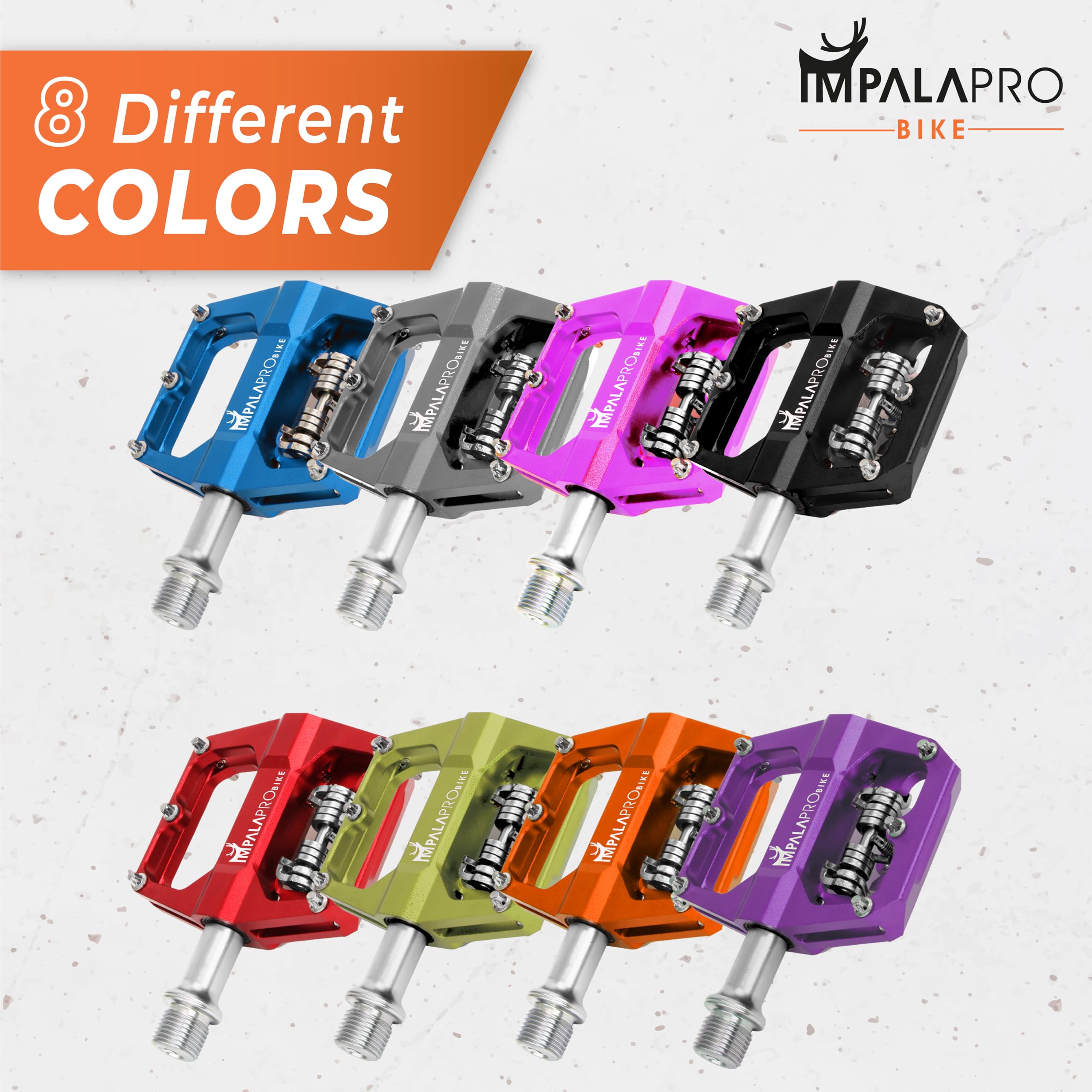 IMPALAPRO Dual Function Bike Pedals - Flat & SPD MTB Pedals Compatible with Shimano SPD Cleats - 9/16