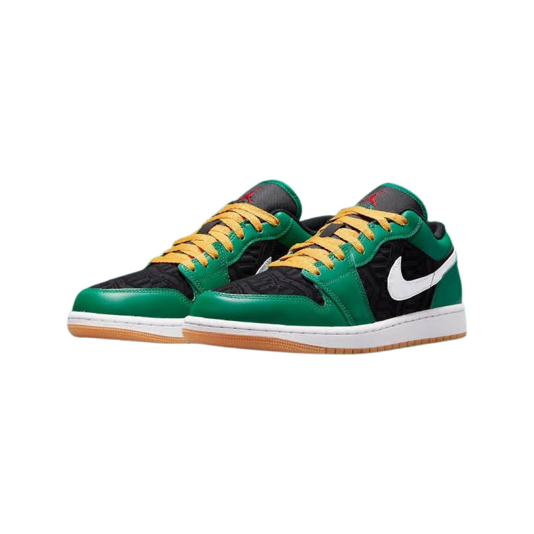 Air Jordan 1 Low SE Holiday Special Sneakers - Christmas Edition in Malachite Green, Black, Taxi & Fire Red Colors | Perfect for Gift Giving, Holiday Parties & Casual Streetwear