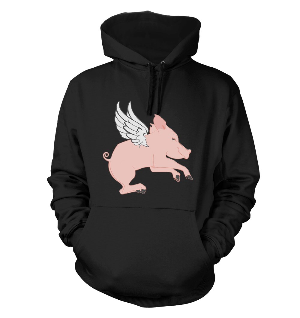 Flying Pig II #226 - Funny Humor Graphic Men's Hoodie Sweatshirt for Casual Wear & Gifts