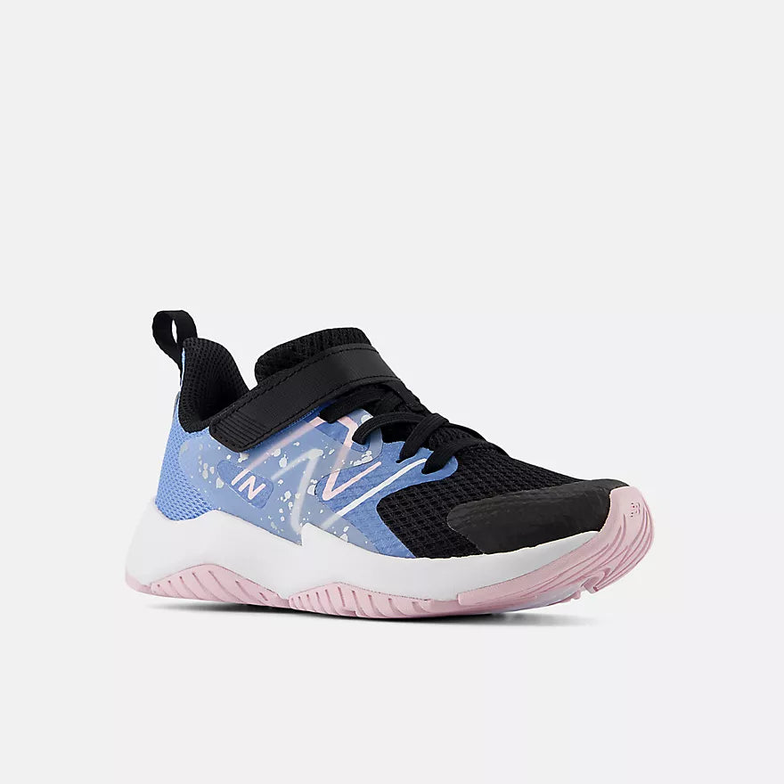 New Balance Kids' Run V2 A/C Sneakers - Black/Laguna Rave - Lightweight Running Shoes for Boys & Girls - Perfect for School, Sports & Outdoor Activities