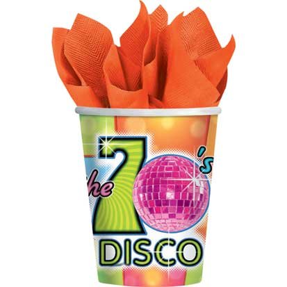 Flashback Fever 9oz Plastic Cups - Set of 8 Retro Party Cups for Summer BBQs, Picnics & 80s Themed Parties