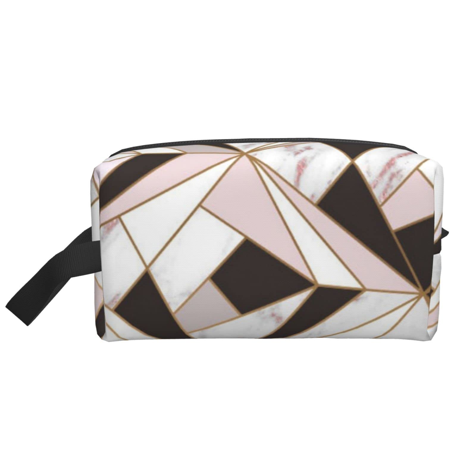 Geometric Marbling Waterproof Makeup Bag with Zipper - Large Capacity Travel Cosmetic Pouch for Women & Girls - Perfect for Toiletries Storage, Travel Essentials, and Daily Beauty Organizer