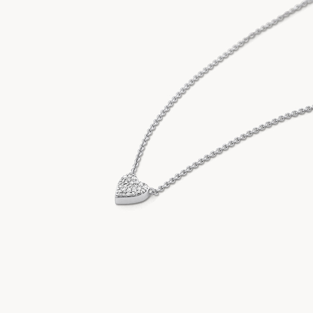Sparkling Diamond Pave Heart Pendant Necklace in Sterling Silver - Perfect for Valentine's Day Gifts, Anniversary Presents & Romantic Occasions