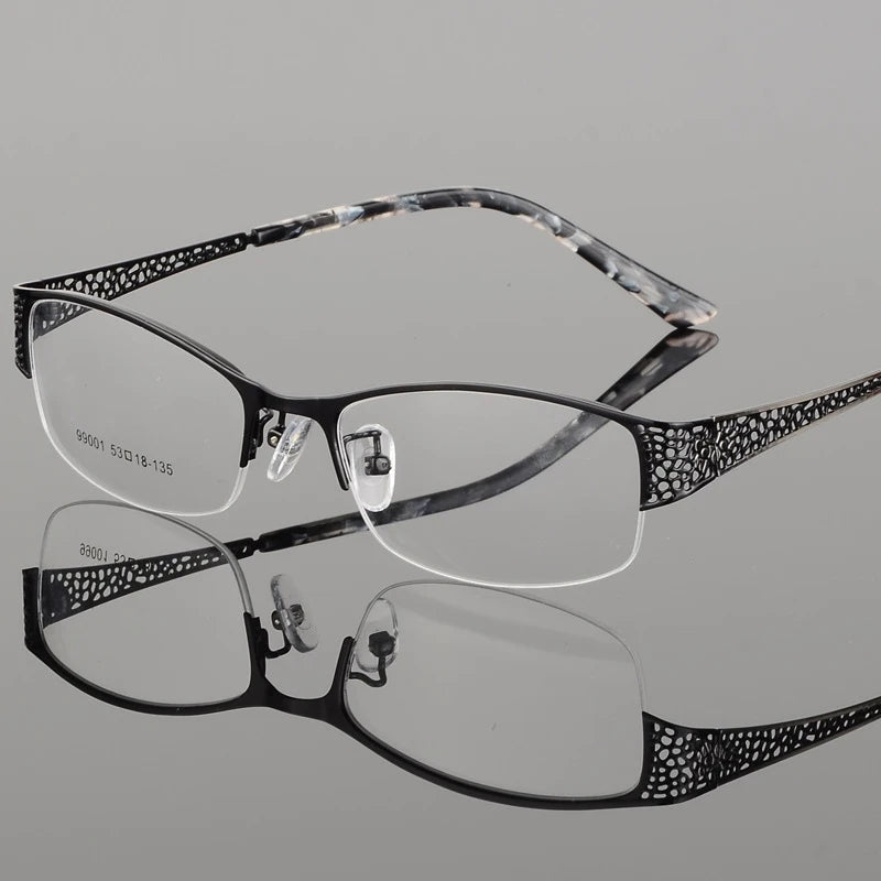 Bclear Women's Semi-Rimless Square Alloy Eyeglasses Frame 69901 - Lightweight Metal Glasses for Work, Reading & Fashion Accessories