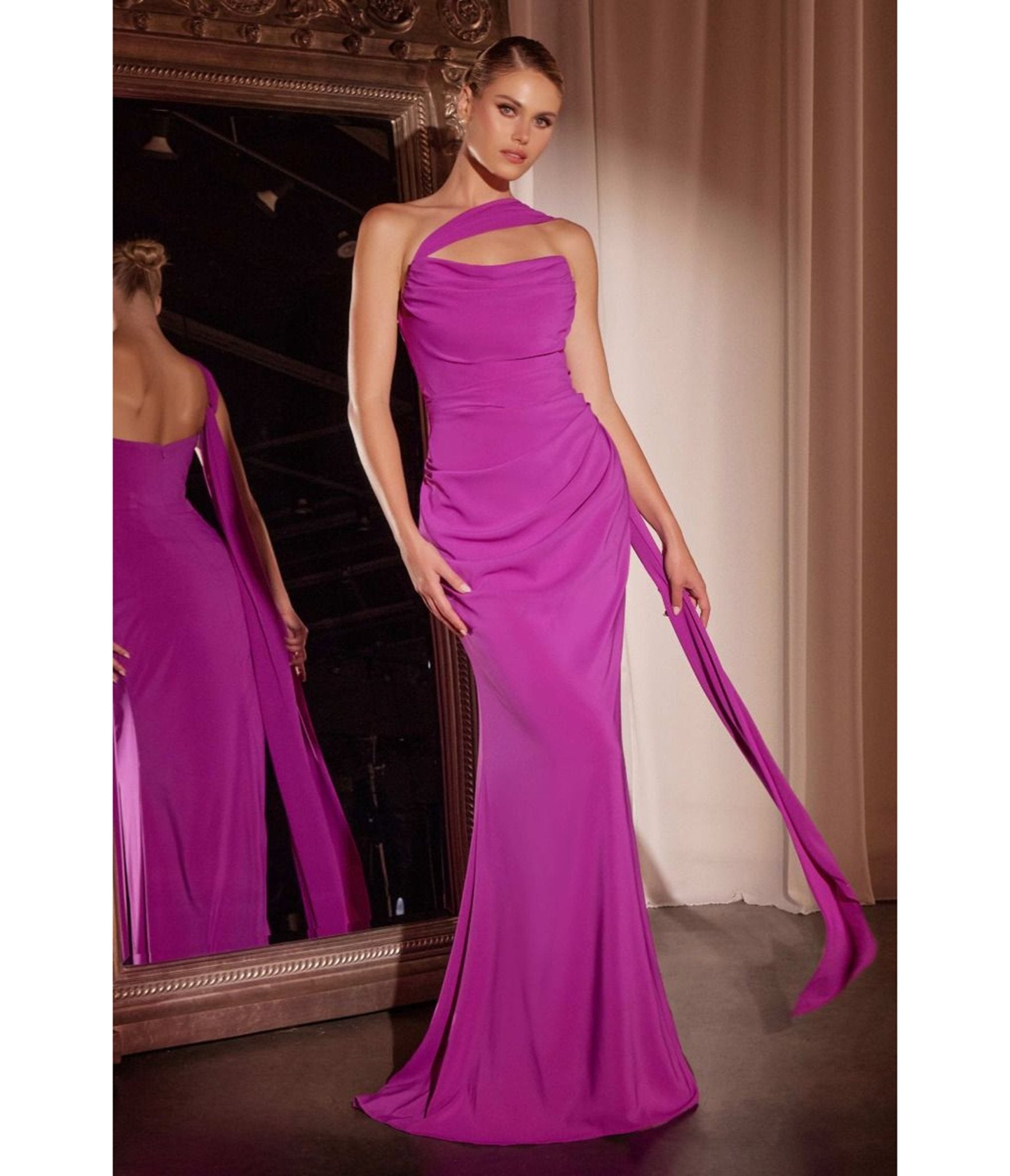 Ladivine by Cinderella Divine Orchid Versatile Tie Chiffon Dress for Women - Elegant Flowy Midi Dress for Wedding, Party & Special Occasions