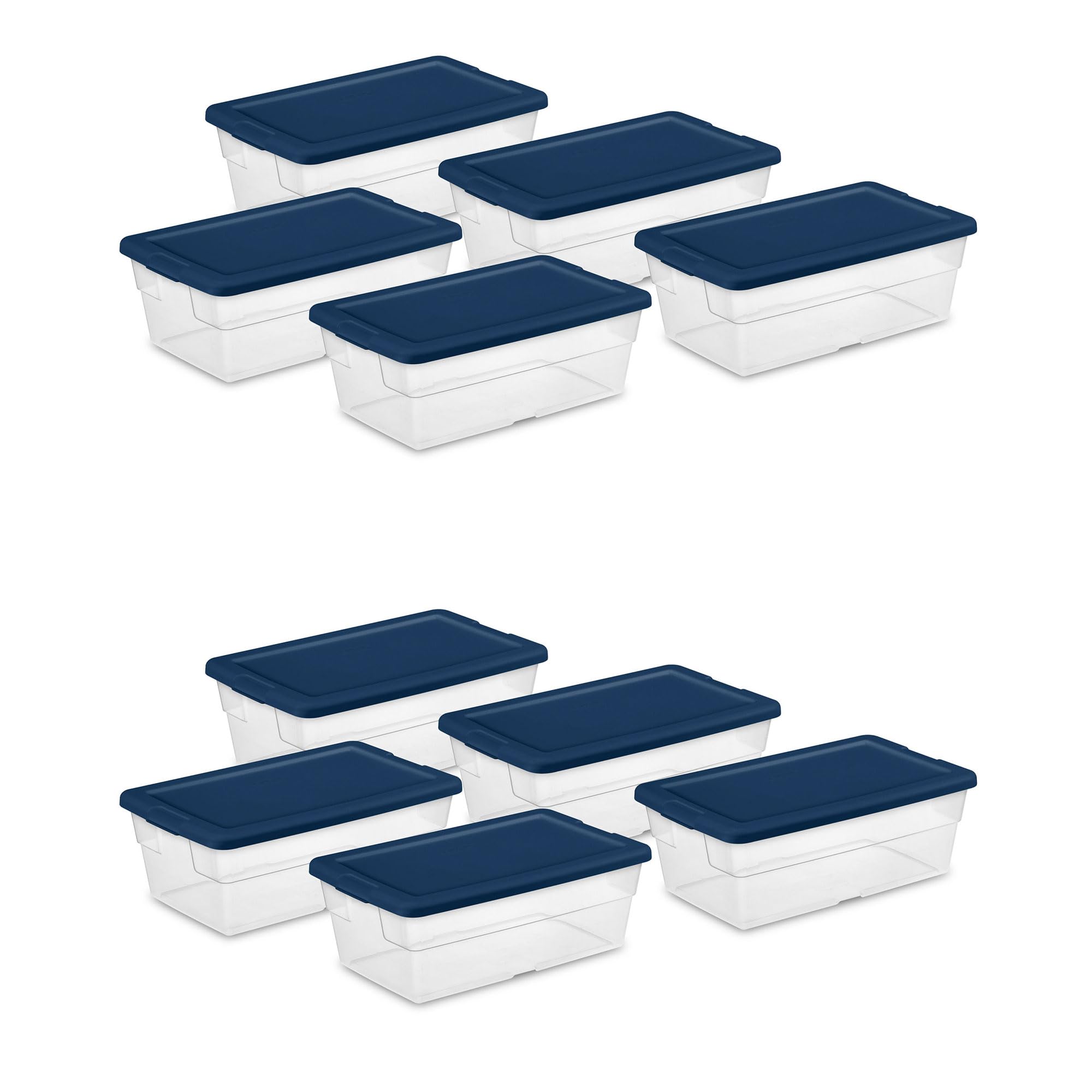 Sterilite 6 Quart Stackable Plastic Storage Bins with Lids and Handles - 10 Pack for Home, Office, Closet & Garage Organization - Space Saving & Durable Storage Containers for Efficient Household Storage