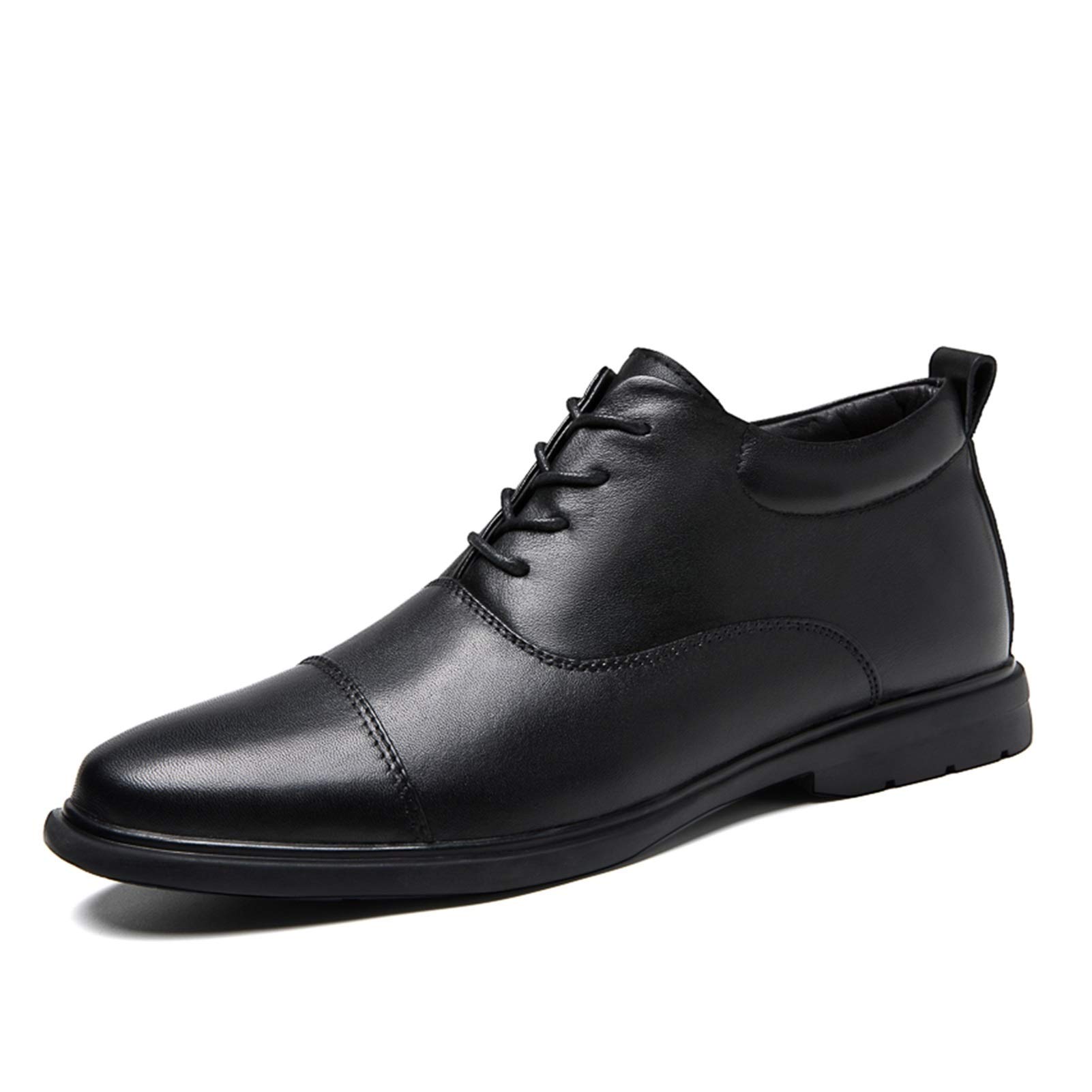 GEZIPUO Men's Casual Winter Work Boots - Derby Style Lace-Up Low Top Leather Boots with Turn Cap Toe & Rubber Sole | Durable 4-Eye Plain Pull Design for Outdoor Work, Hiking & Everyday Wear