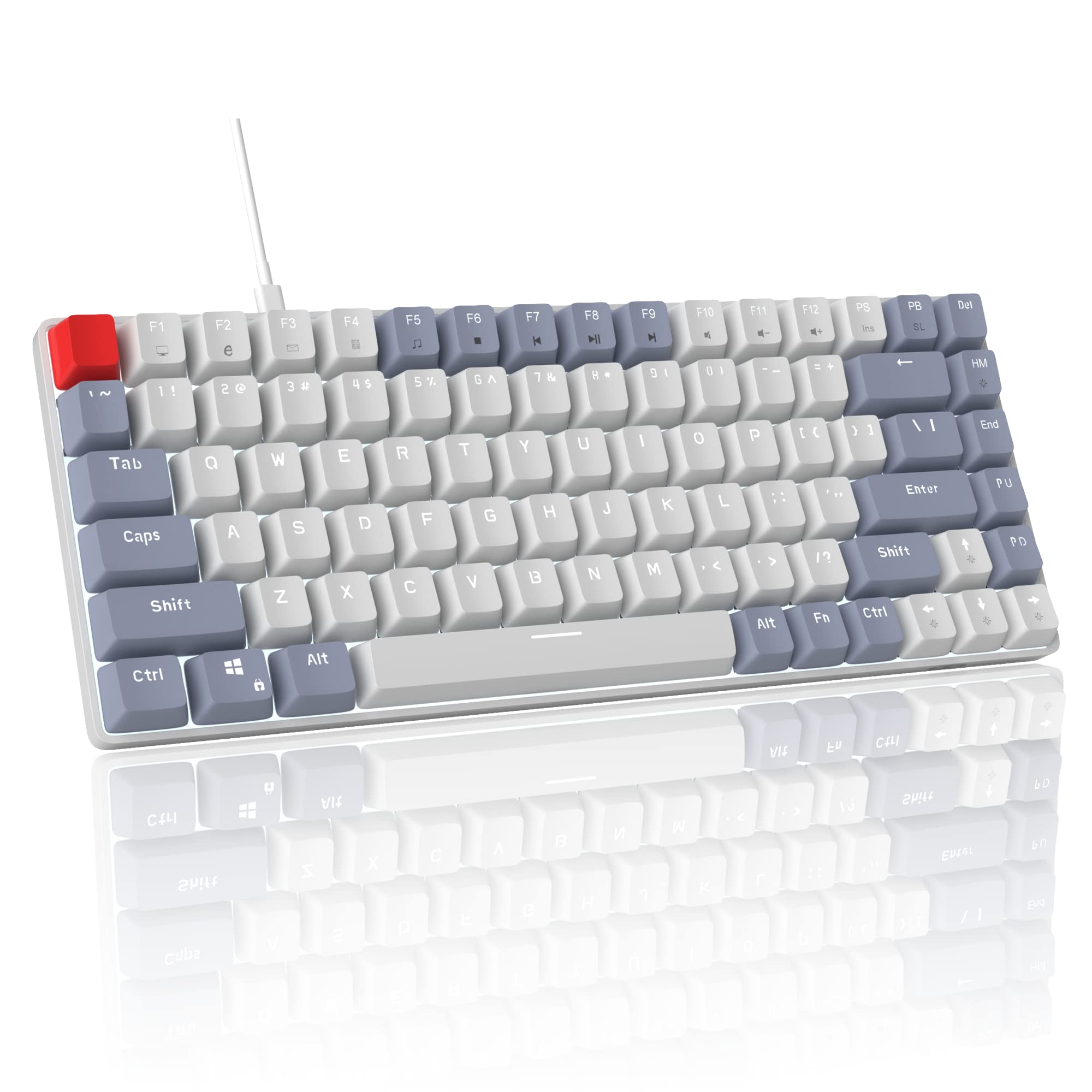 MageGee 75% Compact Mechanical Gaming Keyboard with Grey/White/Red Switches - Portable 75 Percent Keyboard for PC Gamers & Office Work - Perfect for Esports, Typing & Small Desk Spaces