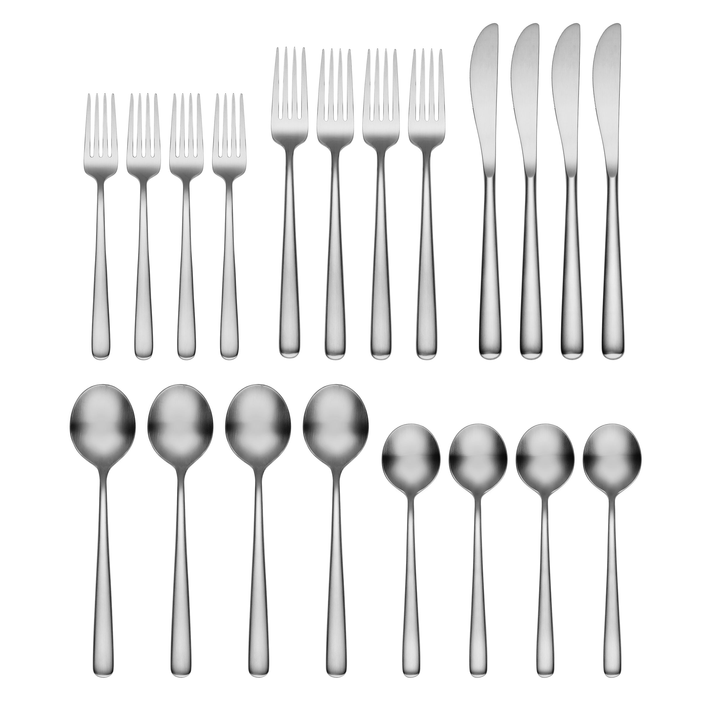 Lorenn Satin 20-Piece Flatware Set - Stainless Steel Silverware Set for 4 - Elegant Dining Utensils for Home, Restaurant & Wedding - Perfect for Everyday Use, Dinner Parties & Special Occasions