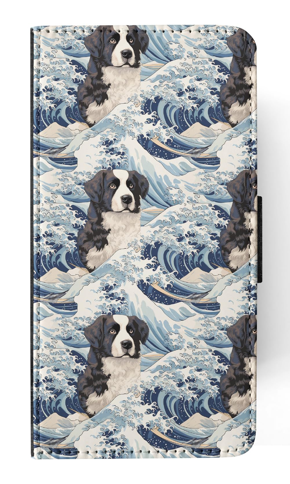 Stylish Saint Bernard Puppy Dog Pattern Faux Leather Flip Wallet Phone Case for Apple iPhone 14 Plus - Perfect for Pet Lovers & Everyday Use