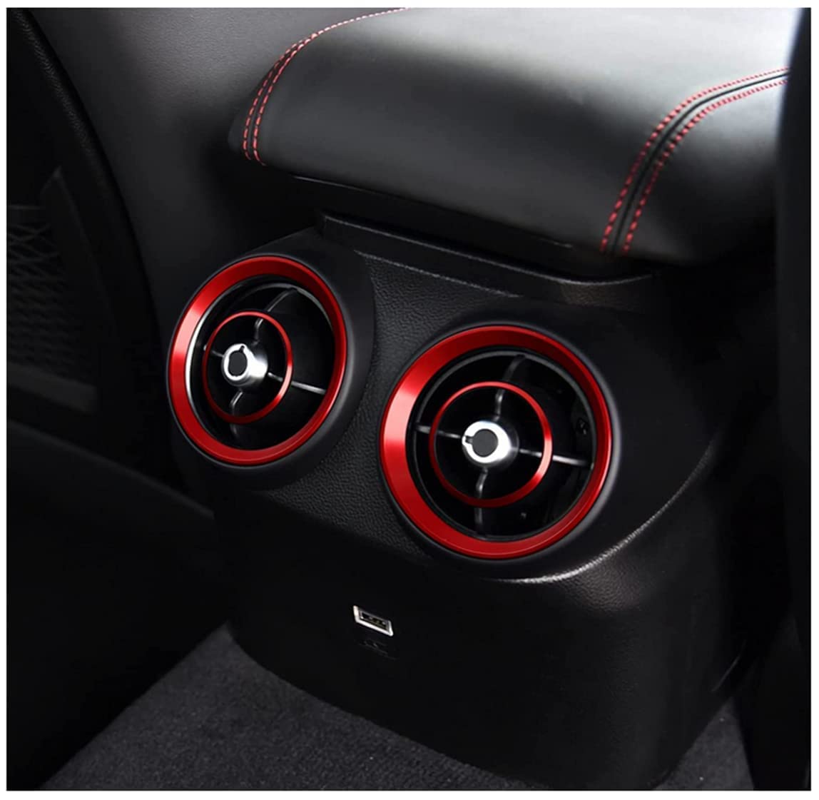 Alfa Romeo Giulia Stelvio Interior Upgrade Kit - Red Alloy Vent Rings (2015-2023) for Car Customization