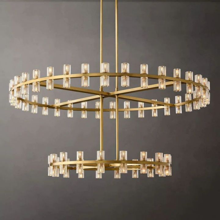 Elegant Aurora 2-Tier Round Wine Glass Chandelier with 60 Lights - Perfect for Dining Room, Kitchen Island, or Bar Decor