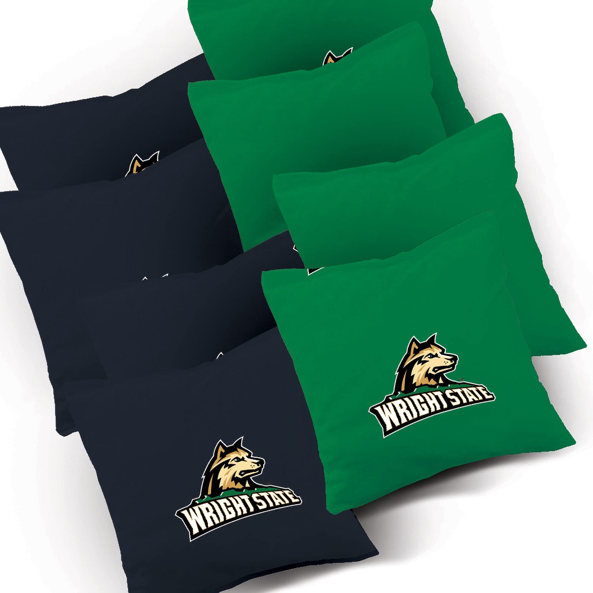 Wright State Swoosh Cornhole Board Set with Team Logo - Official Regulation Size Bean Bag Toss Game for Tailgating, Backyard Parties & College Events