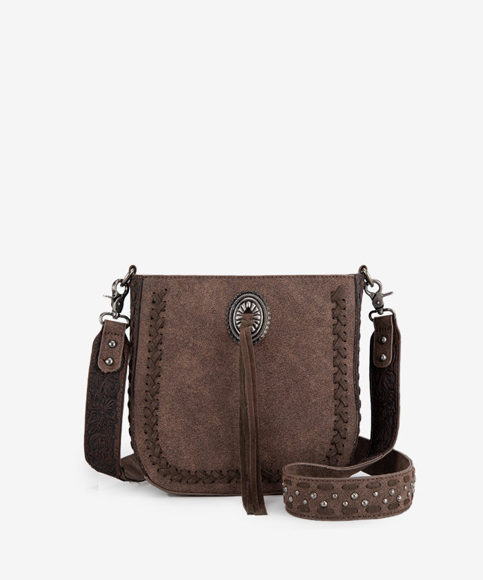 Montana West Genuine Leather Tooled Whipstitch Crossbody Purse for Women - Stylish Handbag for Everyday Use, Travel & Shopping