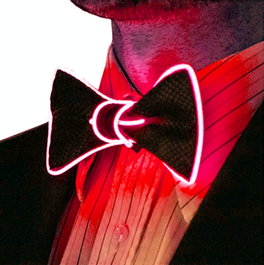 Glowing LED Bow Tie for Men & Women - Adjustable Light Up Bowtie with EL Wire - Perfect for Parties, Raves, Weddings & Cosplay